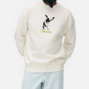 Dreamworks White Graphic Crewneck Sweater; XS